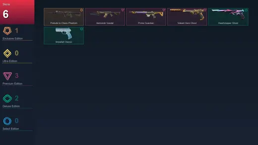 EU | Prelude to Chaos Phantom | Aemondir Vandal | Prime Guardian | Valiant Hero Ghost | 6 Skin | 13 Agent | 10 Buddy | Lv36