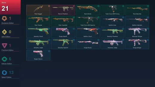 EU | Ruin Dagger | Recon Phantom | Ruin Shorty | Task Force 809 Frenzy | 21 Skin | 20 Agent | 48 Buddy | Lv74 — Valorant account