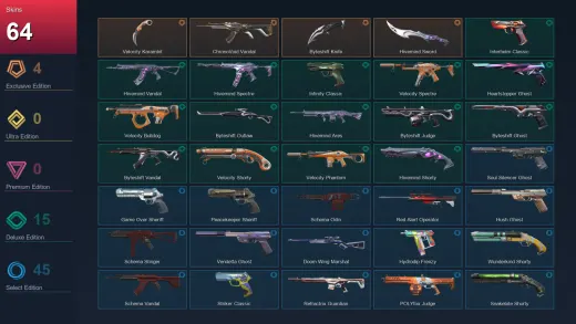AP | Velocity Karambit | ChronoVoid Vandal | Byteshift Knife | Hivemind Sword | 64 Skin | 29 Agent | 154 Buddy | Lv333