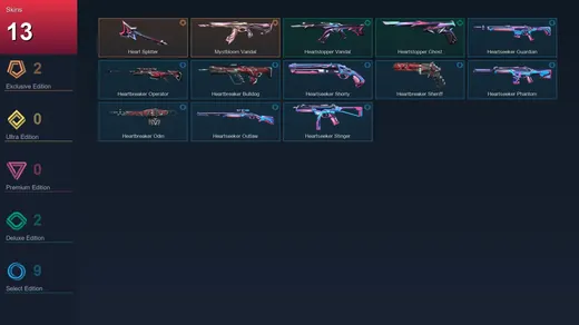 EU | Heart Splitter | Mystbloom Vandal | Heartstopper Vandal | Heartstopper Ghost | 13 Skin | 16 Agent | 15 Buddy | Lv53 — Valorant account
