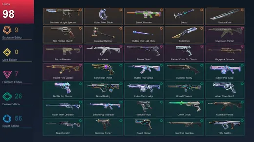 EU | Sentinels of Light Spectre | Iridian Thorn Blade | BlastX Phantom | Bound | 98 Skin | 27 Agent | 129 Buddy | Lv252