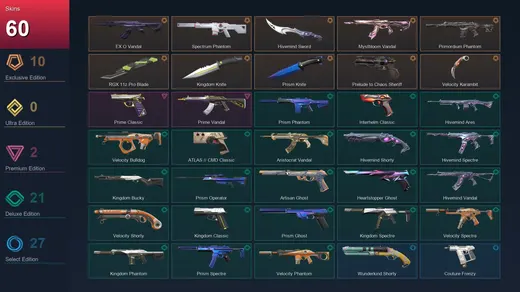 AP | EX.O Vandal | Spectrum Phantom | Hivemind Sword | Mystbloom Vandal | 60 Skin | 28 Agent | 90 Buddy | Lv153 — Valorant account