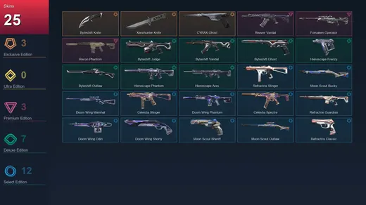 EU | Byteshift Knife | Xenohunter Knife | CYRAX Ghost | Reaver Vandal | 25 Skin | 11 Agent | 39 Buddy | Lv53 — Valorant account