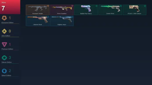 EU | Kuronami Vandal | Prime Guardian | Bubble Pop Classic | Comet Ghost | 7 Skin | 29 Agent | 75 Buddy | Lv177