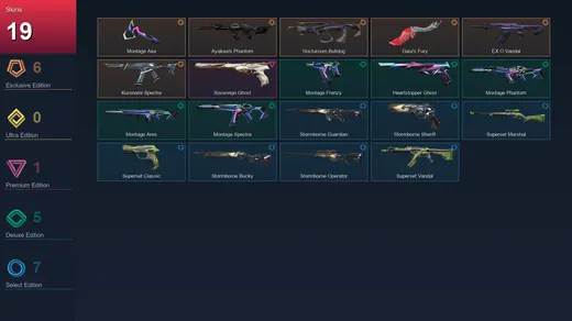 EU | Montage Axe | Ayakashi Phantom | Nocturnum Bulldog | Gaia's Fury | 19 Skin | 17 Agent | 19 Buddy | Lv59 — Valorant account