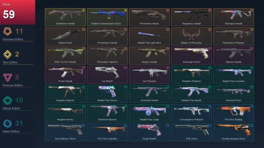 EU | Primordium Shorty | Singularity Vandal | Glitchpop Vandal | Reaver Knife | 59 Skin | 27 Agent | 84 Buddy | Lv103
