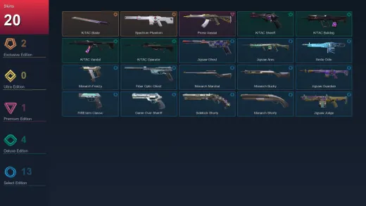 EU | K/TAC Blade | Spectrum Phantom | Prime Vandal | K/TAC Sheriff | 20 Skin | 25 Agent | 68 Buddy | Lv116