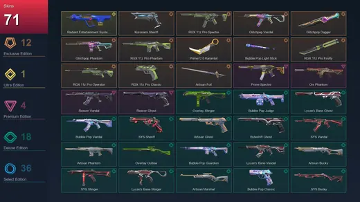 AP | Kuronami Sheriff | RGX 11z Pro Spectre | Glitchpop Vandal | Glitchpop Dagger | 71 Skin | 27 Agent | 67 Buddy | Lv117