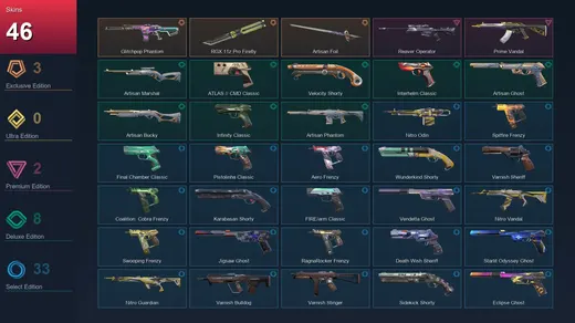 AP | Glitchpop Phantom | RGX 11z Pro Firefly | Artisan Foil | Reaver Operator | 46 Skin | 26 Agent | 116 Buddy | Lv341 — Valorant account