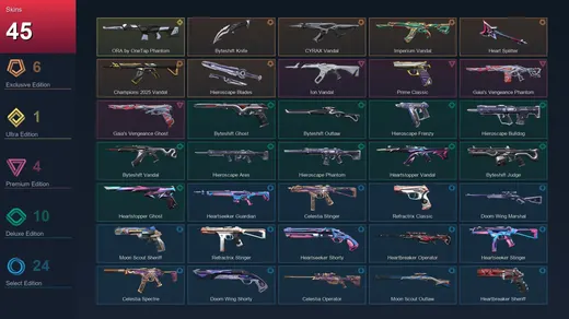 AP | Byteshift Knife | CYRAX Vandal | Imperium Vandal | Heart Splitter | 45 Skin | 22 Agent | 46 Buddy | Lv71 — Valorant account