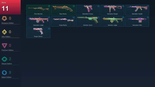 NA | Ruin Marshal | Ruin Shorty | Sensation Frenzy | Sensation Stinger | 11 Skin | 7 Agent | 11 Buddy | Lv8 — Valorant account