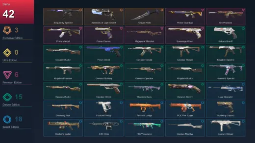 EU | Singularity Spectre | Sentinels of Light Sheriff | Reaver Knife | Prime Guardian | 42 Skin | 14 Agent | 45 Buddy | Lv29
