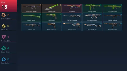 EU | Nocturnum Phantom | Overlay Dagger | Oni Vandal | Overlay Stinger | 15 Skin | 9 Agent | 24 Buddy | Lv42