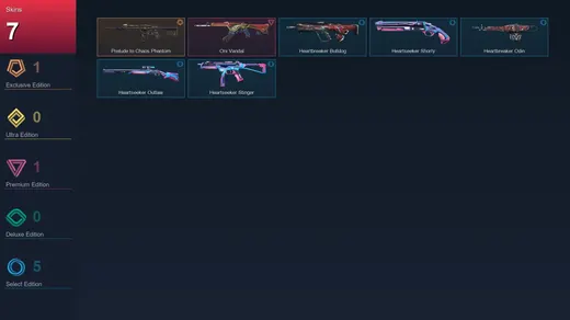 EU | Prelude to Chaos Phantom | Oni Vandal | Heartbreaker Bulldog | Heartseeker Shorty | 7 Skin | 9 Agent | 7 Buddy | Lv23 — Valorant account