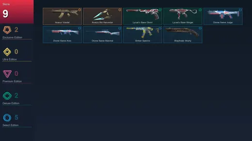EU | Araxys Vandal | Araxys Bio Harvester | Lycan's Bane Ghost | Lycan's Bane Stinger | 9 Skin | 17 Agent | 16 Buddy | Lv37 — Valorant account