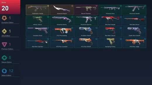AP | Hivemind Sword | Elderflame Vandal | Recon Phantom | Hivemind Ares | 20 Skin | 25 Agent | 60 Buddy | Lv105