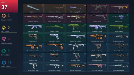 NA | Equilibrium | Neo Frontier Marshal | Bubble Pop Light Stick | Cryostasis Vandal | 37 Skin | 25 Agent | 32 Buddy | Lv41 — Valorant account