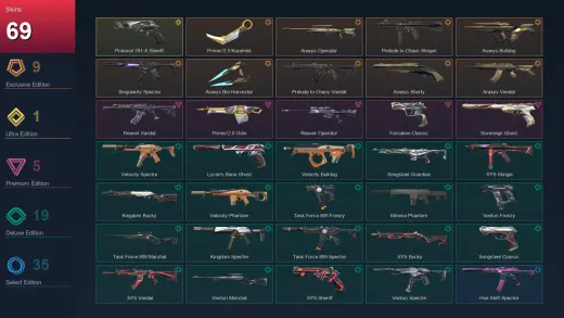 NA | Prime//2.0 Karambit | Araxys Operator | Prelude to Chaos Stinger | Araxys Bulldog | 69 Skin | 13 Agent | 56 Buddy | Lv49