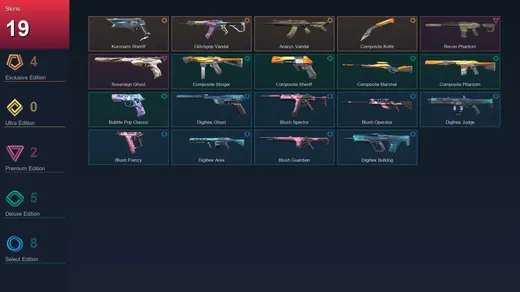 AP | Kuronami Sheriff | Glitchpop Vandal | Araxys Vandal | Composite Knife | 19 Skin | 27 Agent | 36 Buddy | Lv93