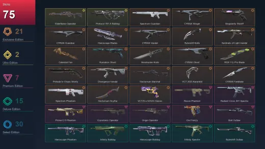 NA | Spectrum Guardian | CYRAX Stinger | Singularity Sheriff | CYRAX Guardian | 75 Skin | 16 Agent | 49 Buddy | Lv79 — Valorant account