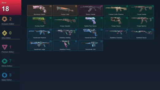EU | Mystbloom Sheriff | Torque Coiler | Reaver Vandal | Combat Crafts Phantom | 18 Skin | 24 Agent | 26 Buddy | Iron III | Lv76 — Valorant account
