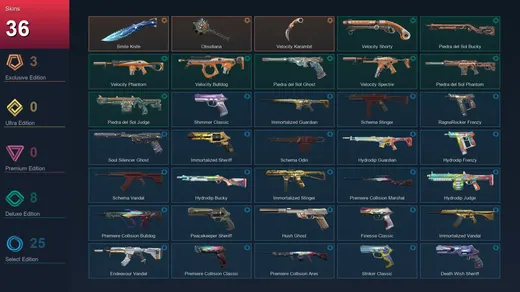 LA | Smite Knife | Obsidiana | Velocity Karambit | Velocity Shorty | 36 Skin | 20 Agent | 62 Buddy | Lv136 — Valorant account
