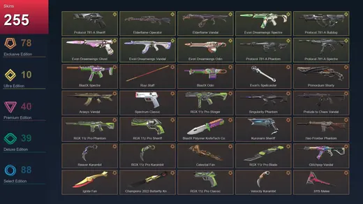 NA | BlastX Spectre | Ruyi Staff | BlastX Odin | Evori's Spellcaster | 255 Skin | 26 Agent | 138 Buddy | Lv83 — Valorant account