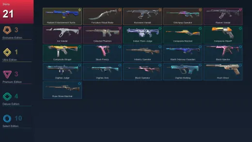 EU | Forsaken Ritual Blade | Kuronami Vandal | Glitchpop Operator | Radiant Entertainment System Phantom | 21 Skin | 18 Agent | 39 Buddy | Lv54