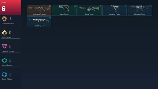 EU | ChronoVoid Phantom | Bound Classic | Bound Judge | Moondash Frenzy | 6 Skin | 7 Agent | 6 Buddy | Lv20 — Valorant account