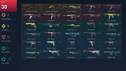 EU | Champions 2023 Vandal | Champions 2023 Kunai | Imperium Operator | Origin Vandal | 30 Skin | 17 Agent | 33 Buddy | Lv42 — Valorant account