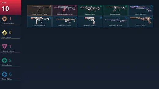 EU | Prelude to Chaos Vandal | Gaia's Vengeance Vandal | Byteshift Judge | Byteshift Vandal | 10 Skin | 17 Agent | 20 Buddy | Lv55 — Valorant account