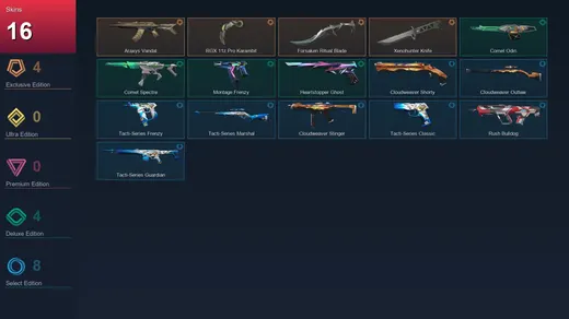 EU | Araxys Vandal | RGX 11z Pro Karambit | Forsaken Ritual Blade | Xenohunter Knife | 16 Skin | 23 Agent | 28 Buddy | Lv68