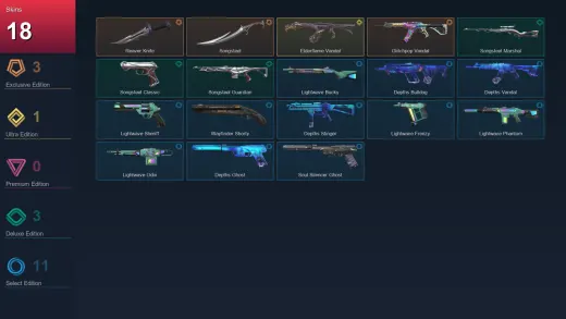EU | Reaver Knife | Songsteel | Glitchpop Vandal | Elderflame Vandal | 18 Skin | 19 Agent | 42 Buddy | Lv56