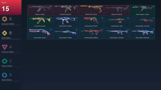 AP | Reaver Vandal | Soulstrife Spectre | Valiant Hero Ghost | Reaver Phantom | 15 Skin | 11 Agent | 10 Buddy | Lv28