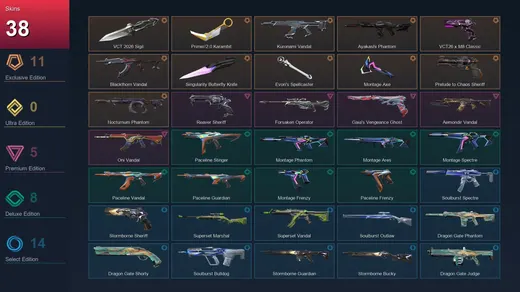 EU | VCT 2026 Sigil | Prime//2.0 Karambit | Kuronami Vandal | Ayakashi Phantom | 38 Skin | 15 Agent | 29 Buddy | Diamond I | Lv42