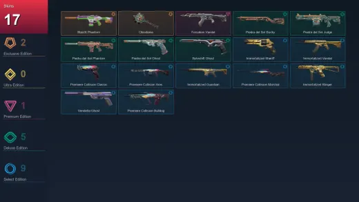 EU | BlastX Phantom | Obsidiana | Forsaken Vandal | Piedra del Sol Bucky | 17 Skin | 23 Agent | 47 Buddy | Lv81