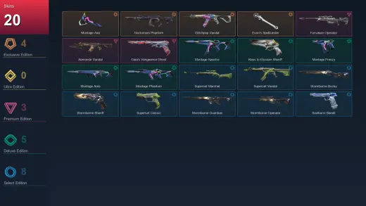 EU | Montage Axe | Nocturnum Phantom | Glitchpop Vandal | Evori's Spellcaster | 20 Skin | 20 Agent | 33 Buddy | Bronze I | Lv60