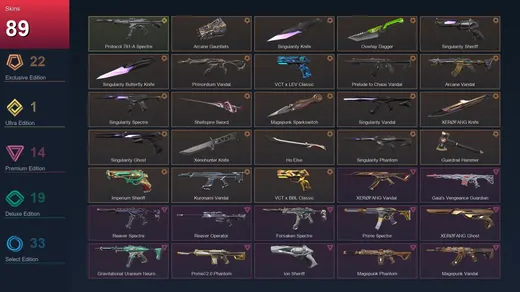 AP | Arcane Gauntlets | Singularity Knife | Overlay Dagger | Singularity Sheriff | 89 Skin | 26 Agent | 84 Buddy | Bronze III | Lv159 — Valorant account