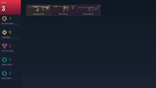 BR | Divergence Vandal | Recon Spectre | Reaver Phantom | 3 Skin | 16 Agent | 20 Buddy | Bronze I | Lv44
