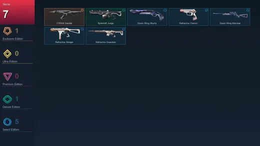 LA | CYRAX Vandal | Byteshift Judge | Doom Wing Shorty | Refractrix Classic | 7 Skin | 12 Agent | 9 Buddy | Lv26 — Valorant account