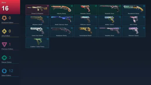 AP | Prime//2.0 Phantom | Velocity Shorty | Interhelm Classic | Byteshift Ghost | 16 Skin | 28 Agent | 95 Buddy | Lv231