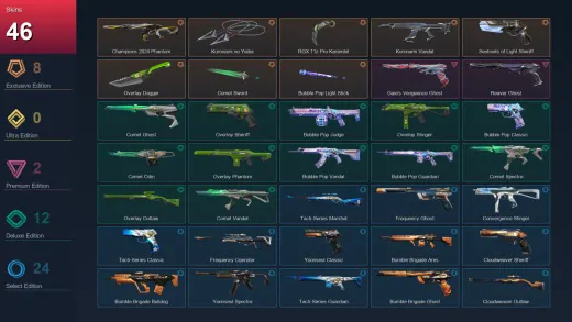 EU | Champions 2024 Phantom | Kuronami no Yaiba | RGX 11z Pro Karambit | Kuronami Vandal | 46 Skin | 25 Agent | 44 Buddy | Lv78