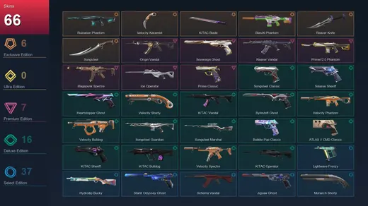 AP | Ruination Phantom | Velocity Karambit | K/TAC Blade | BlastX Phantom | 66 Skin | 28 Agent | 127 Buddy | Lv348 — Valorant account