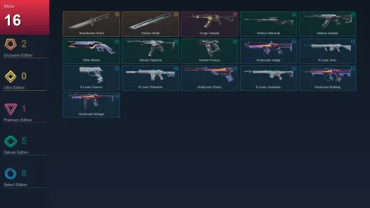 EU | Xenohunter Knife | Venturi Knife | Origin Vandal | Venturi Marshal | 16 Skin | 18 Agent | 19 Buddy | Lv59 — Valorant account