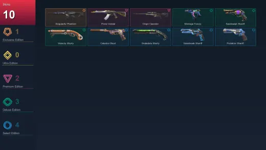 LA | Singularity Phantom | Prime Vandal | Origin Operator | Montage Frenzy | 10 Skin | 25 Agent | 83 Buddy | Lv175