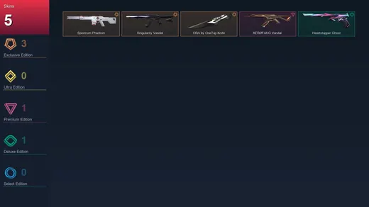 AP | Spectrum Phantom | Singularity Vandal | ORA by OneTap Knife | XERØFANG Vandal | 5 Skin | 10 Agent | 5 Buddy | Lv30 — Valorant account