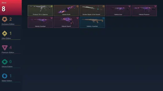 NA | Nebula Knife | Broken Blade of the Ruined King | Protocol 781-A Spectre | Nebula Ares | 8 Skin | 9 Agent | 13 Buddy | Lv22 — Valorant account