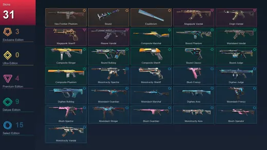 NA | Neo Frontier Phantom | Bound | Equilibrium | Magepunk Vandal | 31 Skin | 23 Agent | 40 Buddy | Lv71