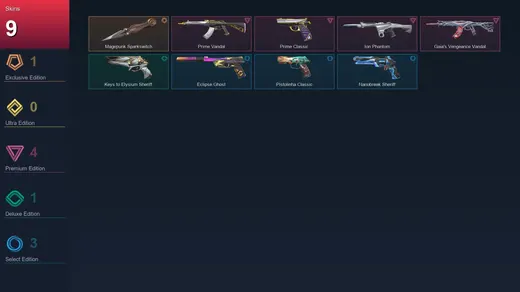 EU | Magepunk Sparkswitch | Prime Vandal | Prime Classic | Ion Phantom | 9 Skin | 25 Agent | 48 Buddy | Lv94