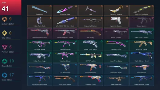 EU | Equilibrium | Transition Knife | Hack | Prime//2.0 Karambit | 41 Skin | 22 Agent | 33 Buddy | Lv91 — Valorant account